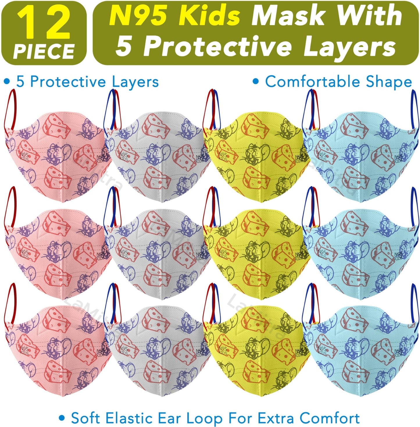 Kids N95-Grade 5-Ply Face Mask for Boys & Girls (Ages 5–14) | Breathable, Comfortable Protective School Mask