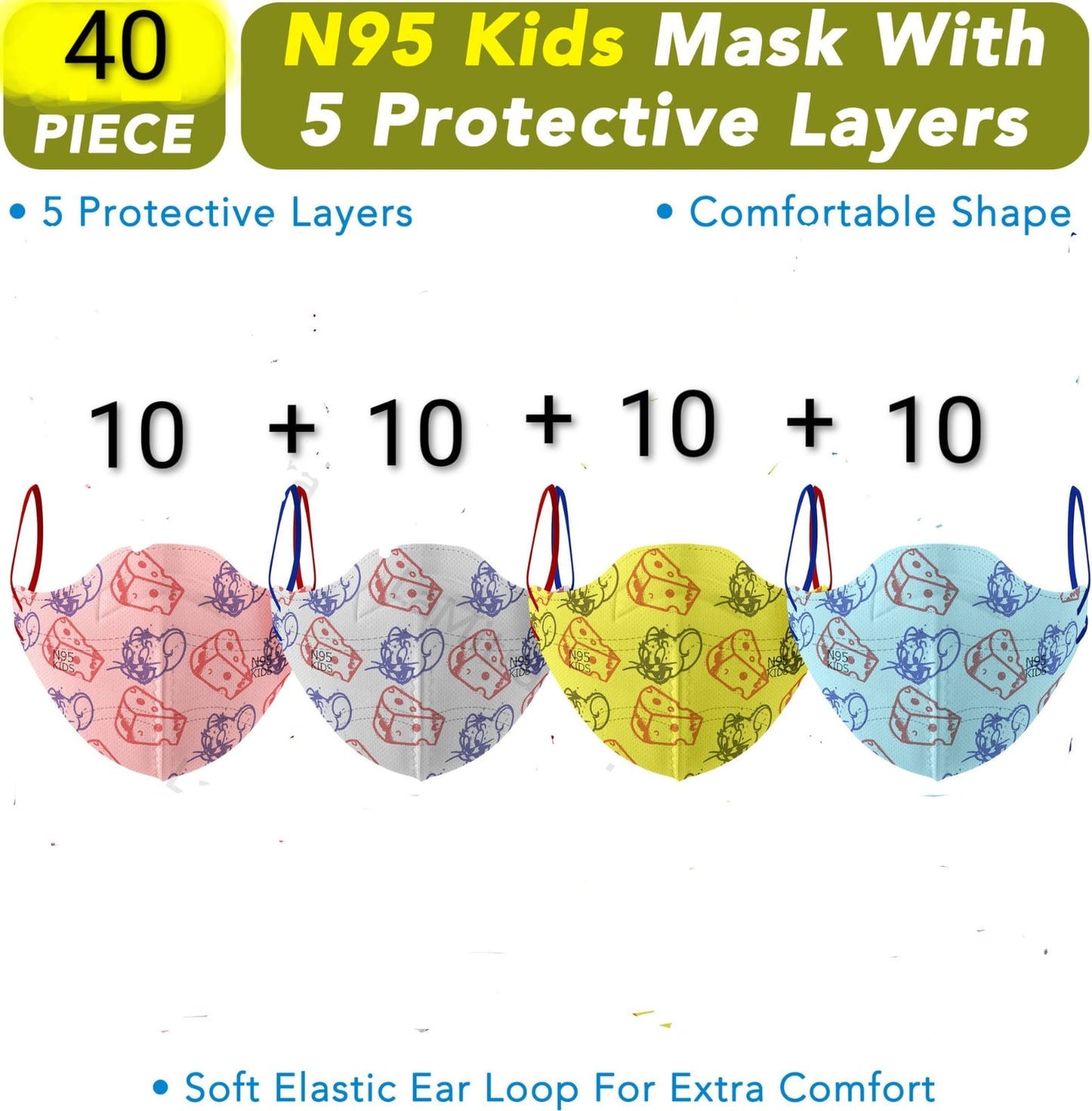 Kids N95-Grade 5-Ply Face Mask for Boys & Girls (Ages 5–14) | Breathable, Comfortable Protective School Mask